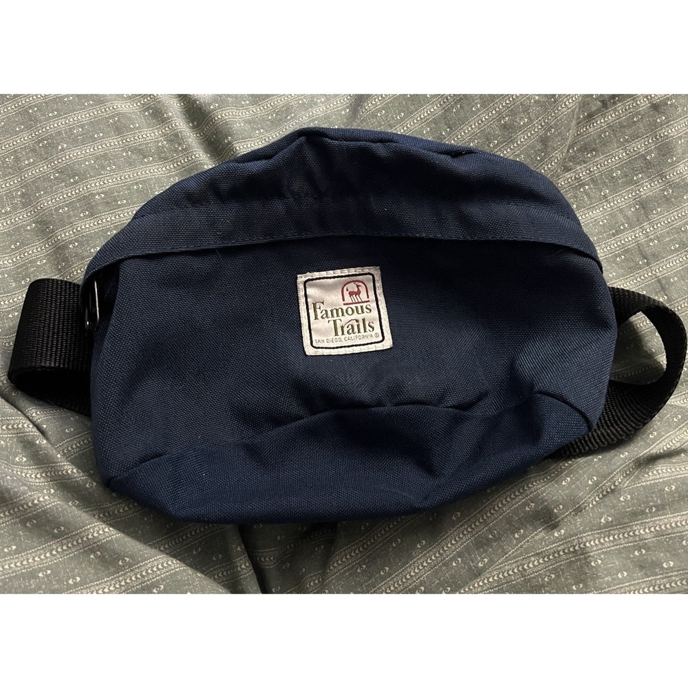 Vtg Famous Trails San Diego Navy Blue 70s 80s Fanny Pack Belt Bag Hiking Travel